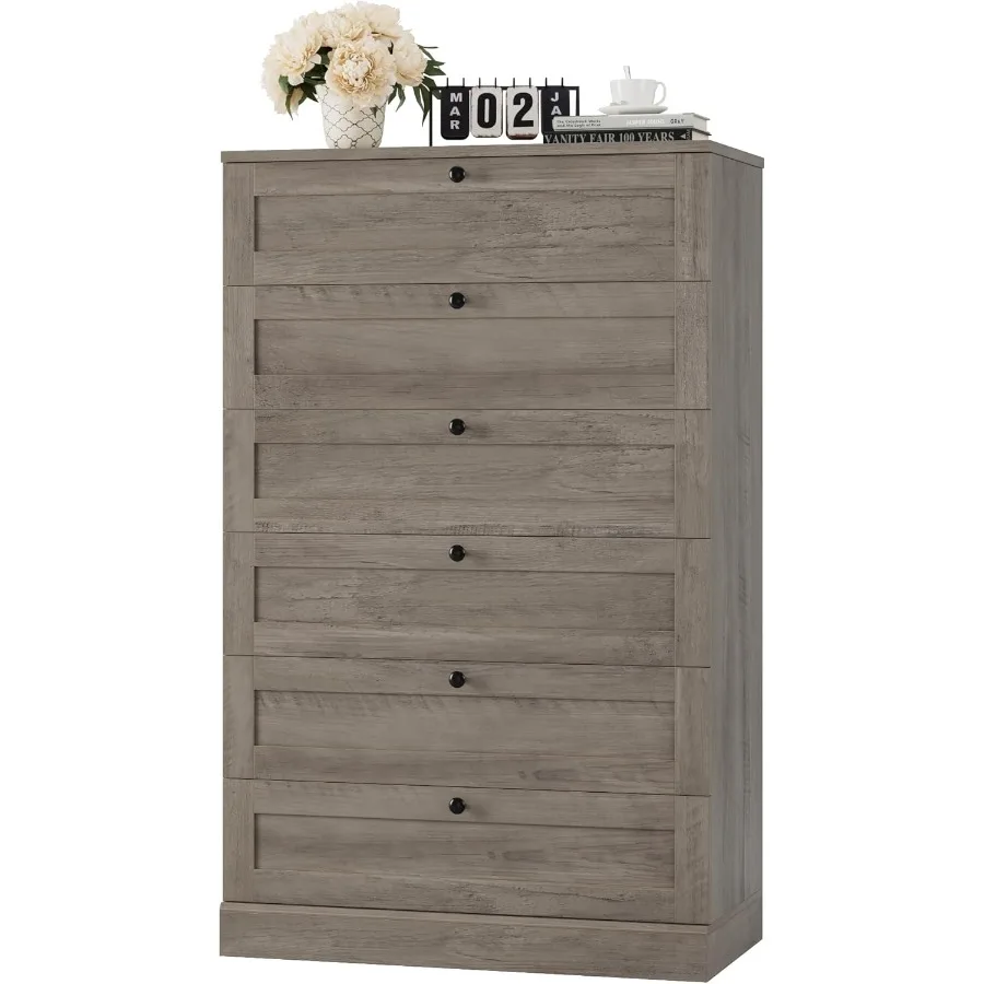 

6 Drawer Dresser for Bedroom 52 Tall Dresser Chest of Drawers 29 W Wood Drawer Chest Modern Vertical Storage Cabinet for Living