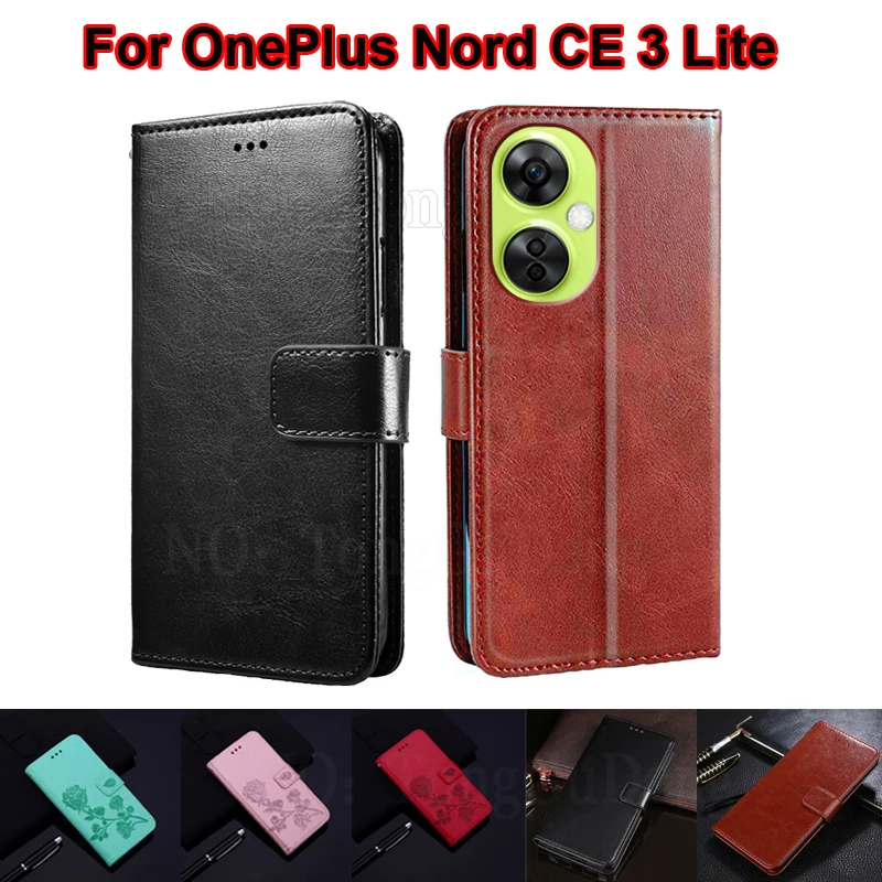 OnePlus Nord CE 3 Lite 5G 케이스 가죽 지갑 플립 폰 커버, Carcasa OnePlus Nord CE 3 Lite Mujer CPH2465 Fundas