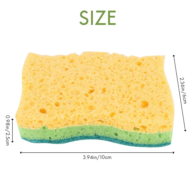 Non-Scratch Cellulose Household Kitchen Sponges, Dishes Sponge 5 Packages ,Multi-Use Dish Scrubber Sponge For Household