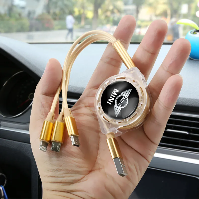 Fast Charing Data Cable 100W Multifunctional 3 in 1 Data Cord For Mini Cooper One JCW F54 F55 F56 Roadster Car Accessories