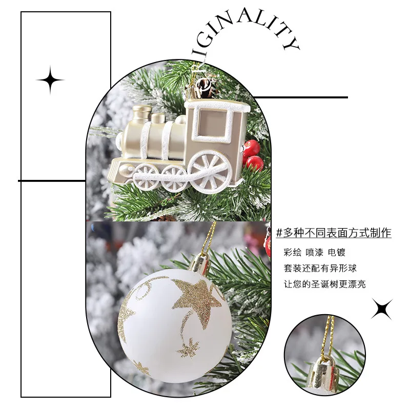 Christmas 70 Painted Christmas Special-Shaped Christmas Electroplated Christmas Tree Hanging Ornaments Christmas Ball Set