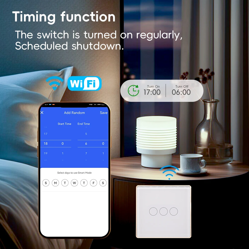 

Стеклянные панели умного переключателя Tuya Wi-Fi, 2,5D, золотая алюминиевая рамка, требуется нейтральный провод европейского стандарта, 1-позиционный сенсорный переключатель освещения Alexa Google Home
