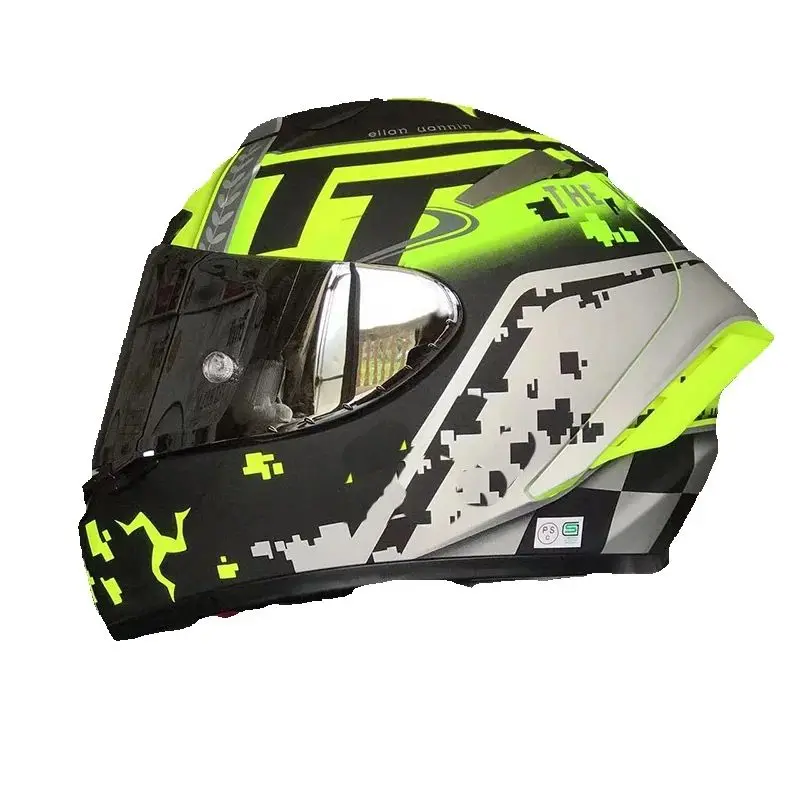 خوذة X-Spirit 3 لكامل الوجه باللون الأخضر The Isle of Man TT Races Street Racing X14 X-Fourteen خوذة دراجة نارية كاسكو دي موتوسيكلتا #1