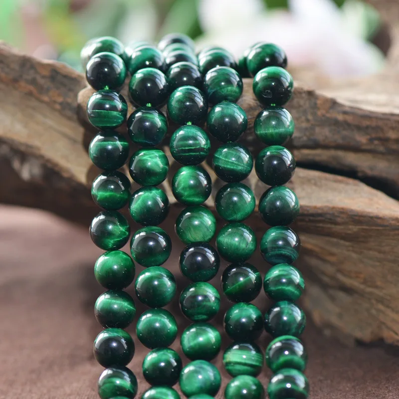 Joanlyn Grade A Natural Green Tiger's Eye Beads Enhanced Color 6mm-12mm Smooth Polished Round 15 Inch Strand TE19