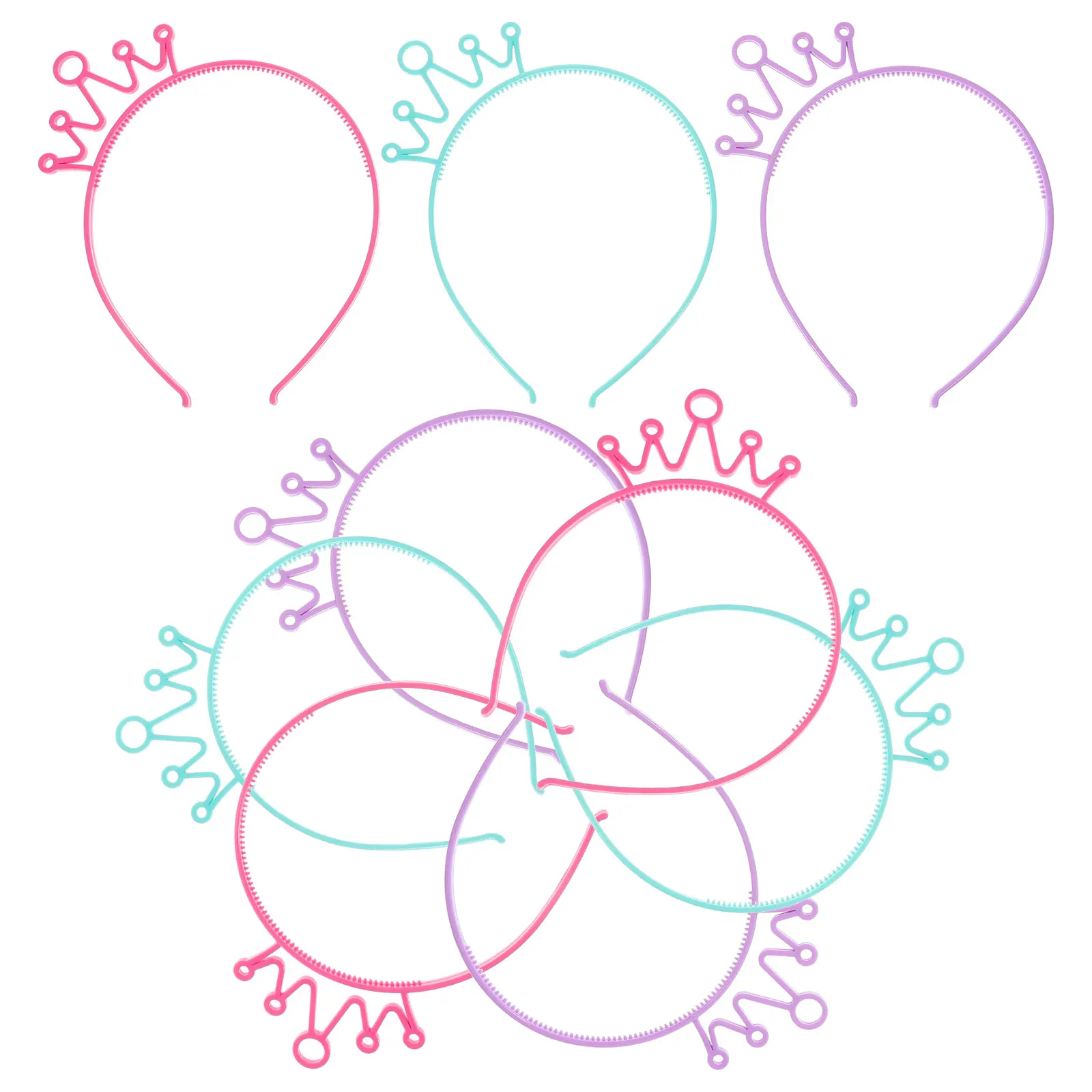 

9Pcs Crown Plastic Headbands Colorful Hairbands Birthday Party Accessories Hair for Crown Headband