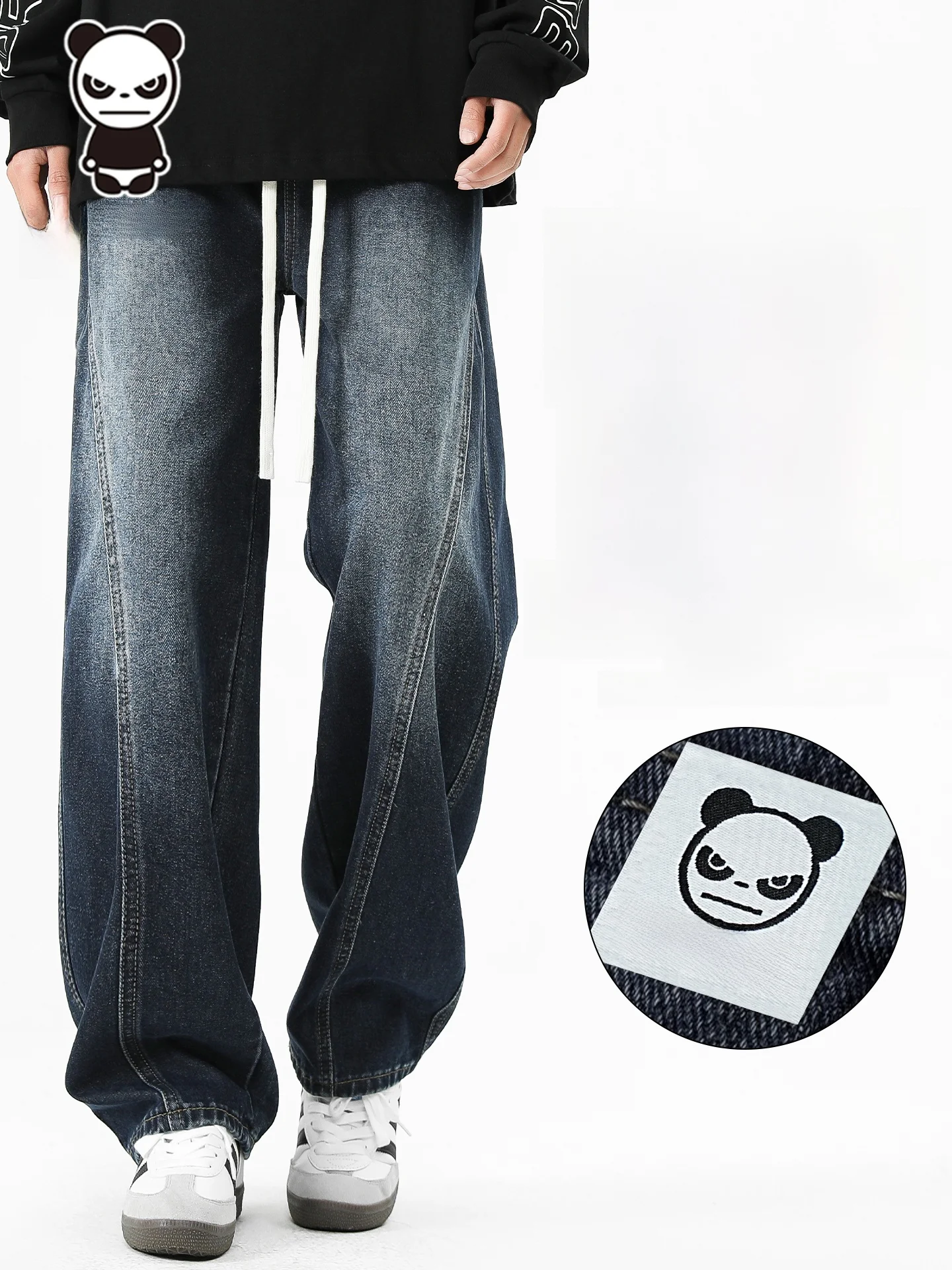 

Loose Men's Denim Jeans High Waist Straight Leg Wide Leg Long Trousers American High Street Retro Sle Summer New Arrival