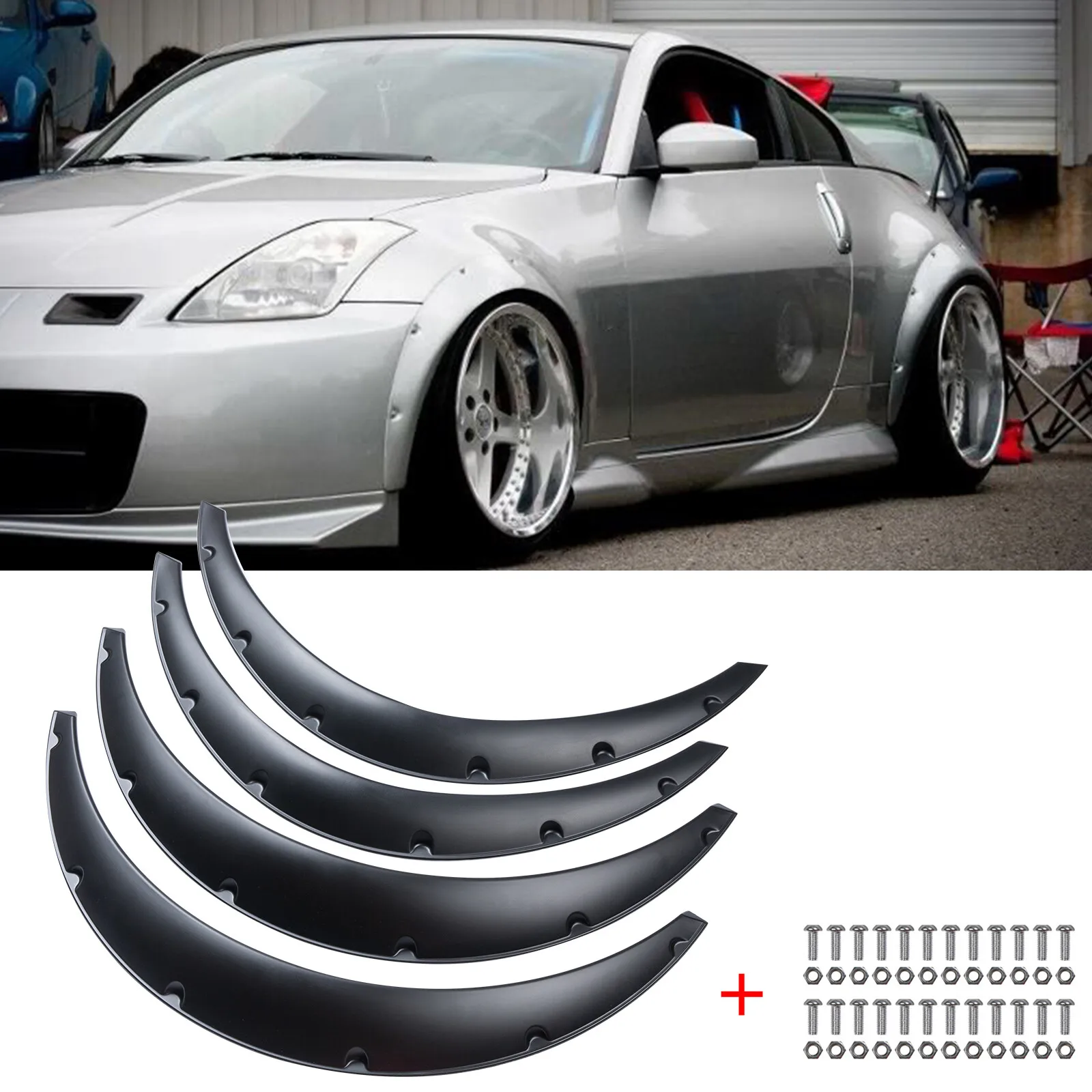 

For Nissan 350Z Fender Flares Wide Body Kit JDM Arch Extensions 3.5" 90mm 4pcs
