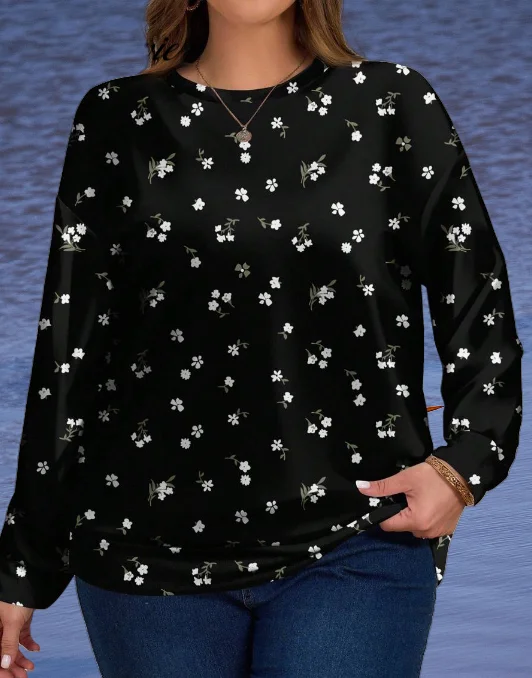 

Ladies Petite Sweater Womens Christmas Print O Neck Sweatshirt Asymmetric Neck Patchwork Contrast Stitching Sweatshirts Top