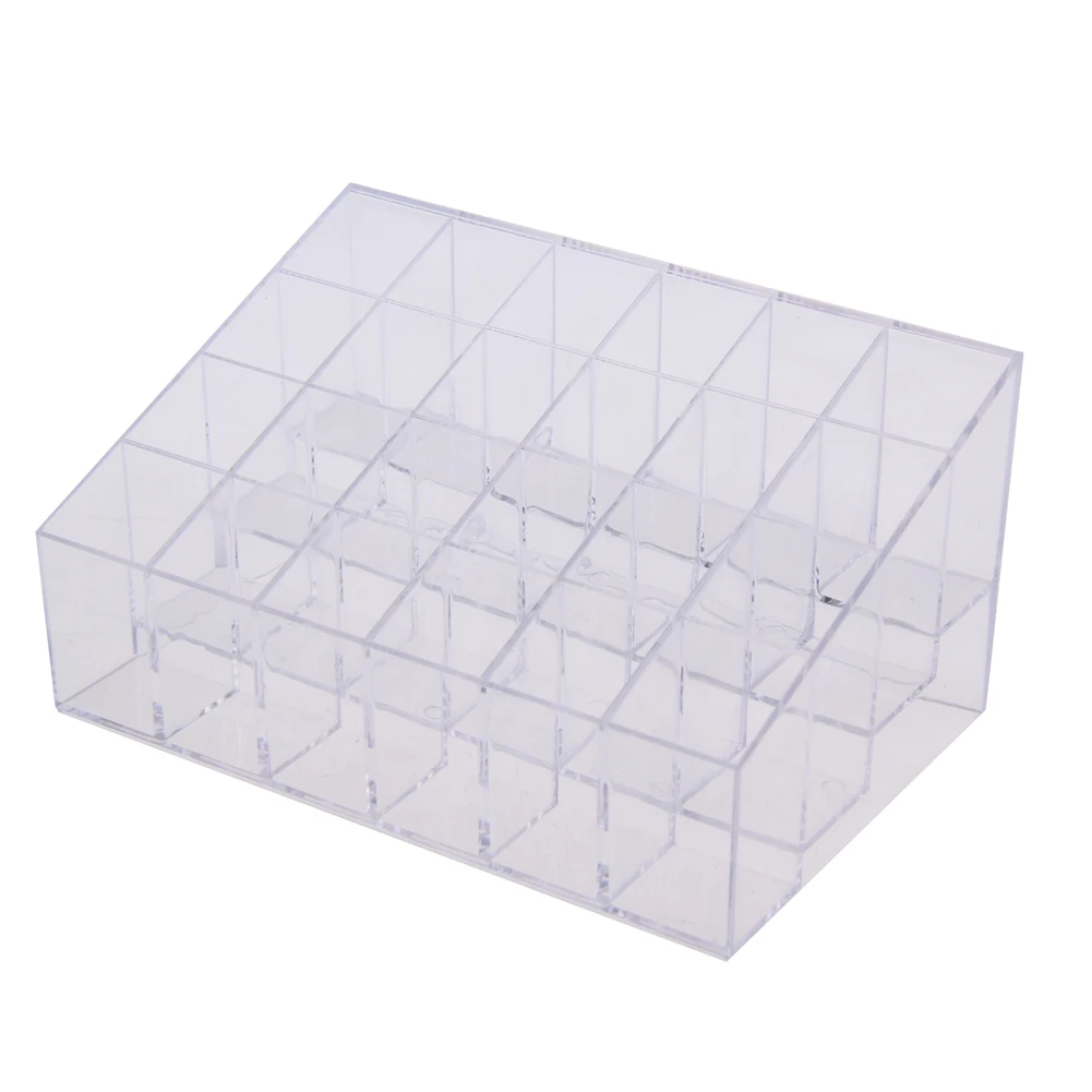 24 Grids Lipstick Storage Box Acrylic Makeup Organizer Clear for Brushes Bottles