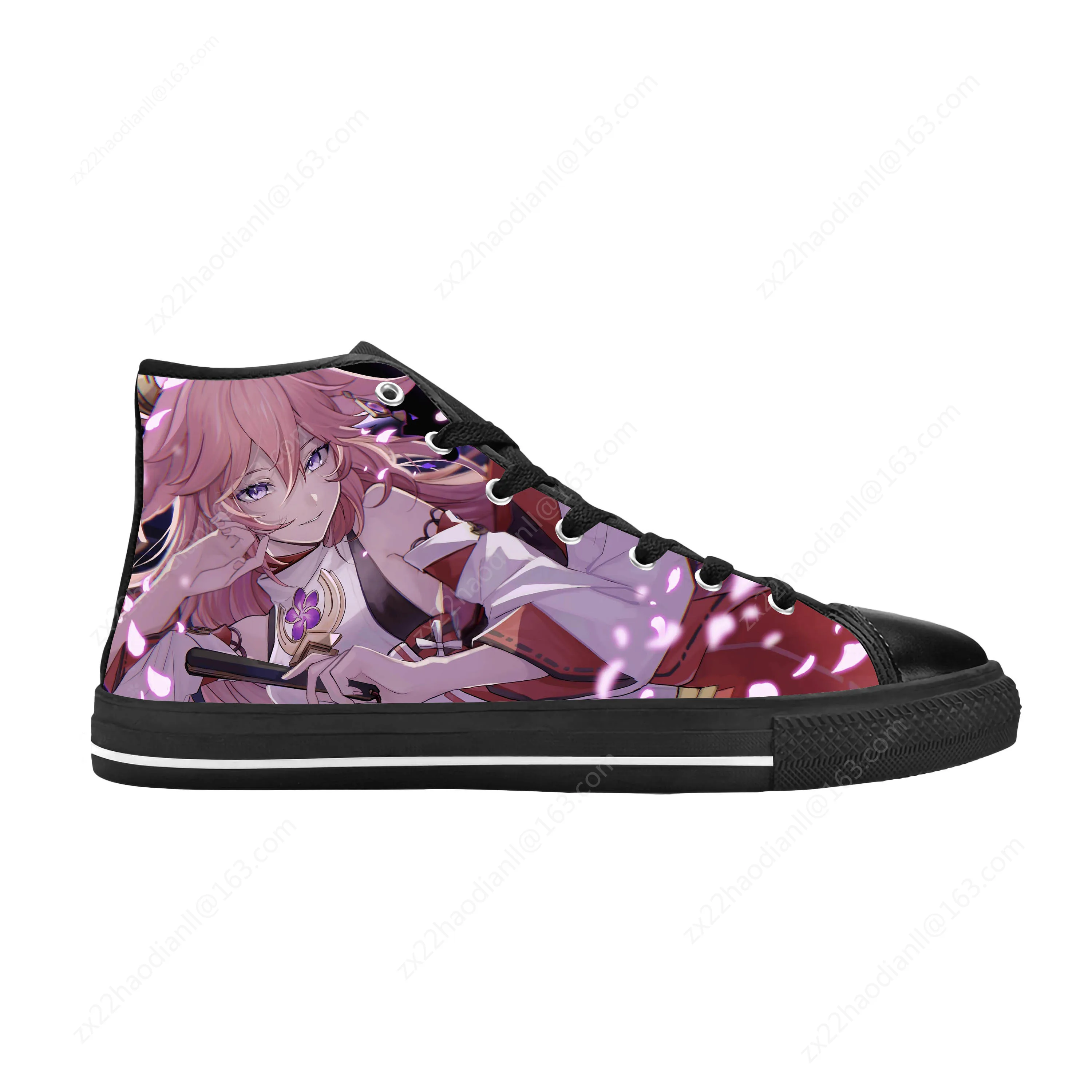 Anime Manga Cartoon Genshin Impact Yae Miko Guuji Casual Cloth Shoes High Top Comfortable Breathable 3D Print Men Women Sneakers