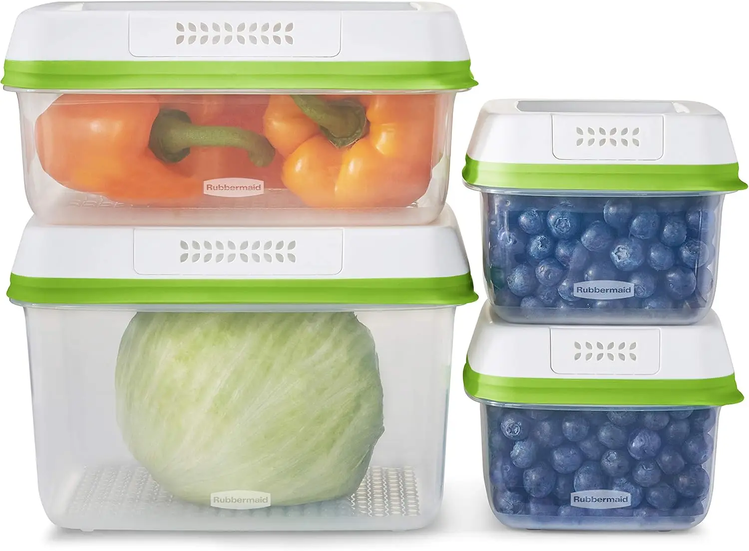 

FreshWorks Produce Saver, Medium and Large Storage Containers, 8-Piece Set, Set of 4, Med & Lg, Clear