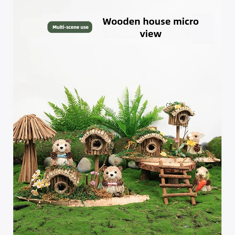 Modelo de cabina de rama de árbol, casa de DIY para muñecas, cuento de hadas de madera, casa pequeña de madera, decoración de micropaisaje para jardín al aire libre