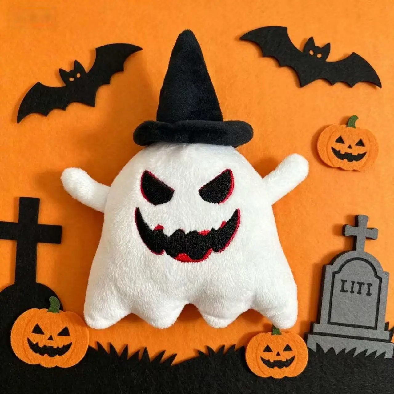 Cute Halloween White Ghost Plush Keychain Kawaii Spooky Ghost Stuffed Doll Bag Pendant Cartoon Soft Plush Toy Kids Halloween Par