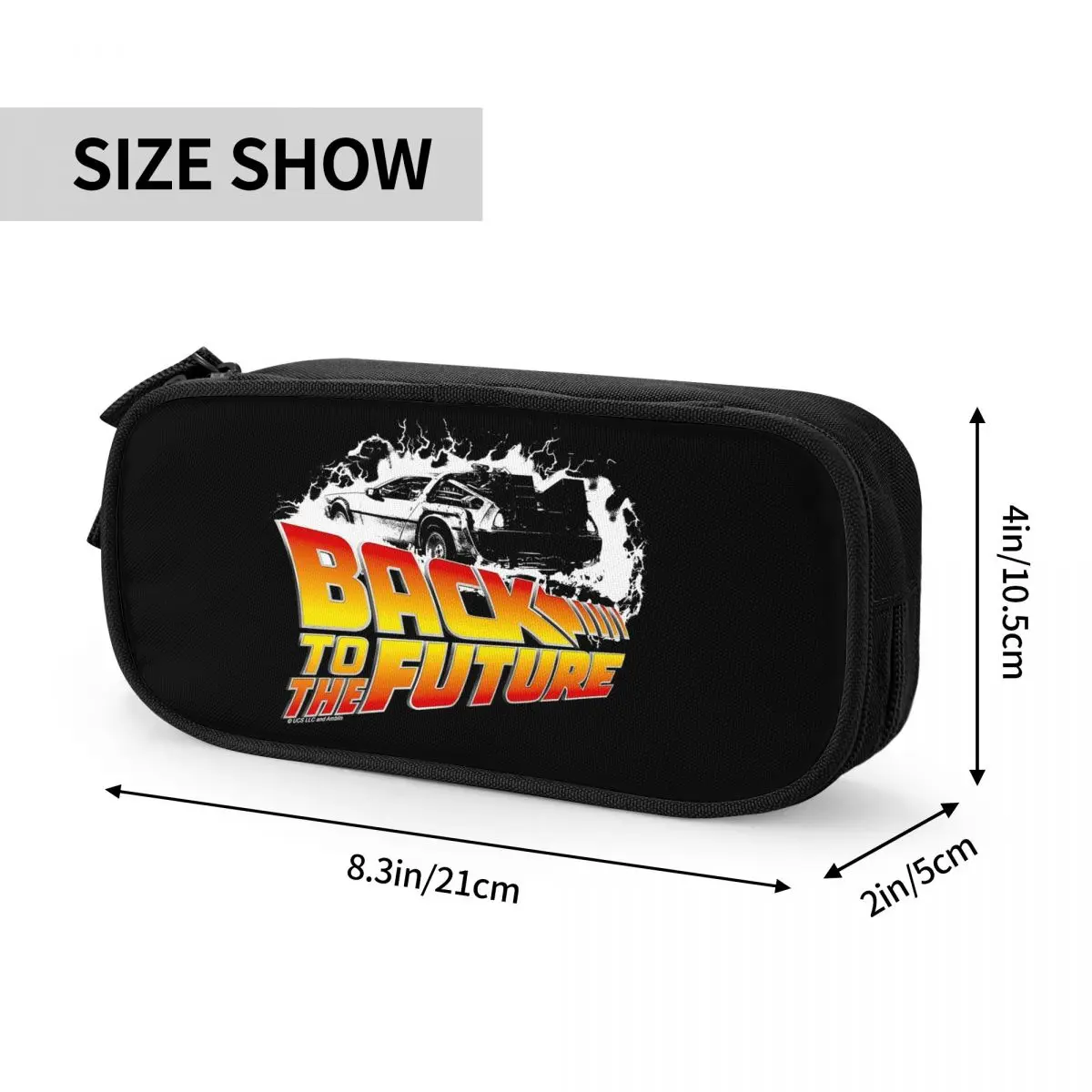 العودة إلى المستقبل DeLorean الأبيض استنسل مروحة الفن مقلمة للطلاب الهدايا صندوق القلم حقيبة أقلام رصاص قلم رصاص الحقيبة حامل قلم