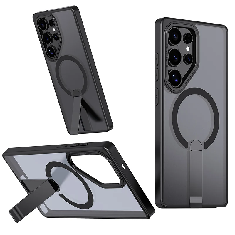 

For Magsafe Wireless Charging Metal Bumper Phone Case For Samsung Galaxy S25 Ultra S23 S22 S24 Ultra FE Plus Hard PC Back Cover