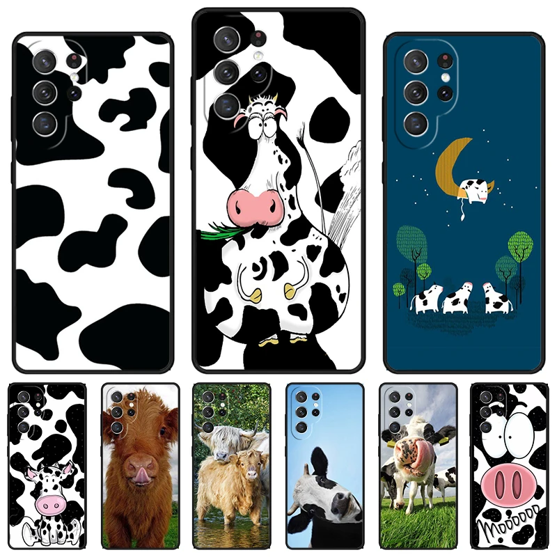 

Cow cute spot cartoon print phone case For Samsung Galaxy S24 S23 S22 Ultra Note 10 20 Plus S8 S9 S10 S20 S21 FE Cover