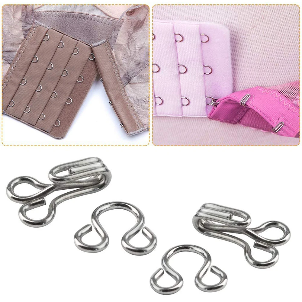 100 Sets Sewing Hooks and Eyes 4 Sizes Invisible Hooks Fastener for Bra Skirt Clothing Repair Trousers Hooks Eyes Fasteners Tool