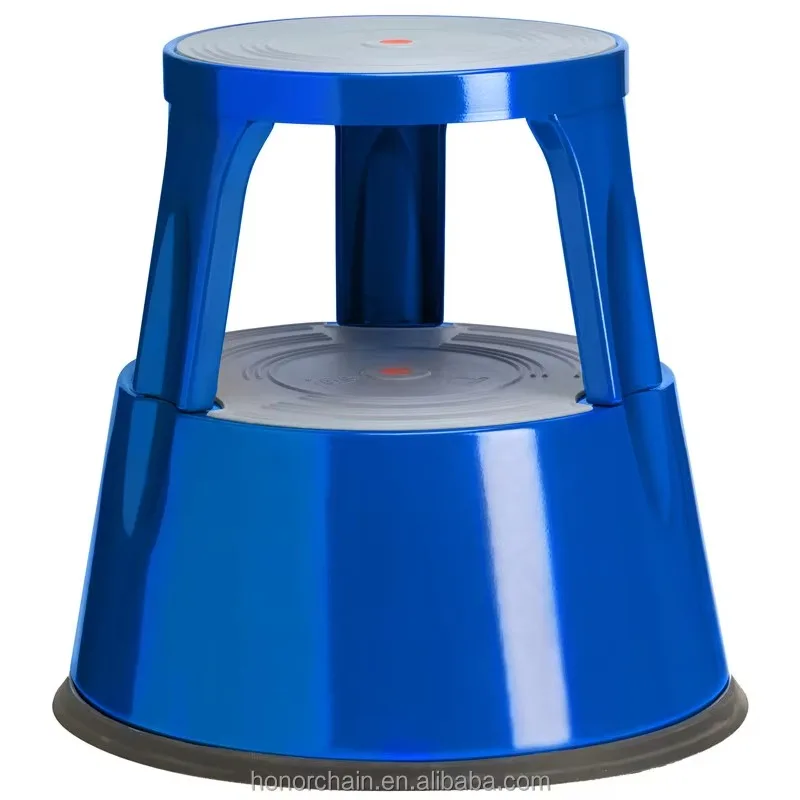 Heavy Duty Steel Kick Step Stool with Wheels Anti-Slip Rubber Base Portable Rolling Foot Stool for Office Warehouse Home