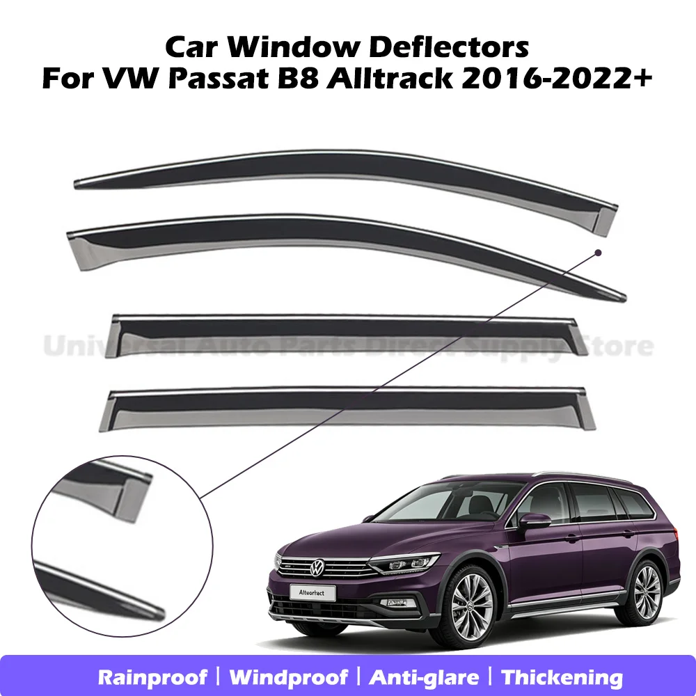 Auto Part Weather Shield for VW Passat B8 Alltrack 2016-2022+ with Chrome Trim Window Visor Rain Guard Deflector Windshield