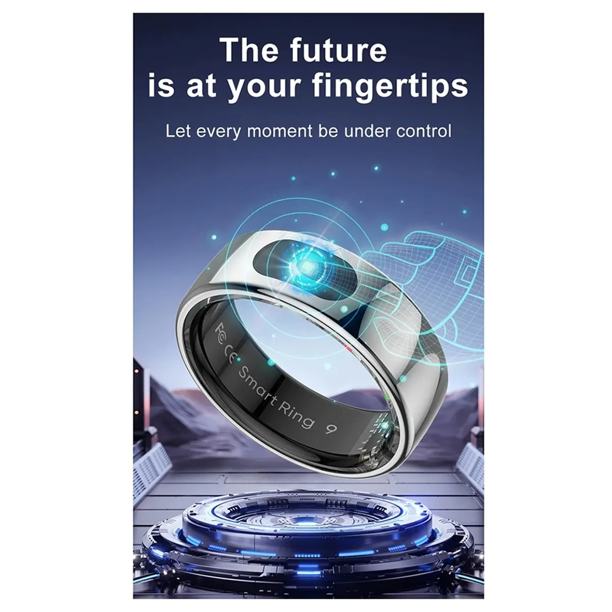 M85K R08 Waterproof Smart Ring Unisex, Health Monitor with Touch Function, Smart Ring with Skin Temperature Measurement