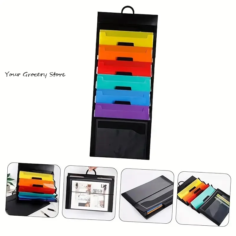 6-pocket Hanging Folder Multi-color Hanging File Organizer Removable Hanging Paper Organizer