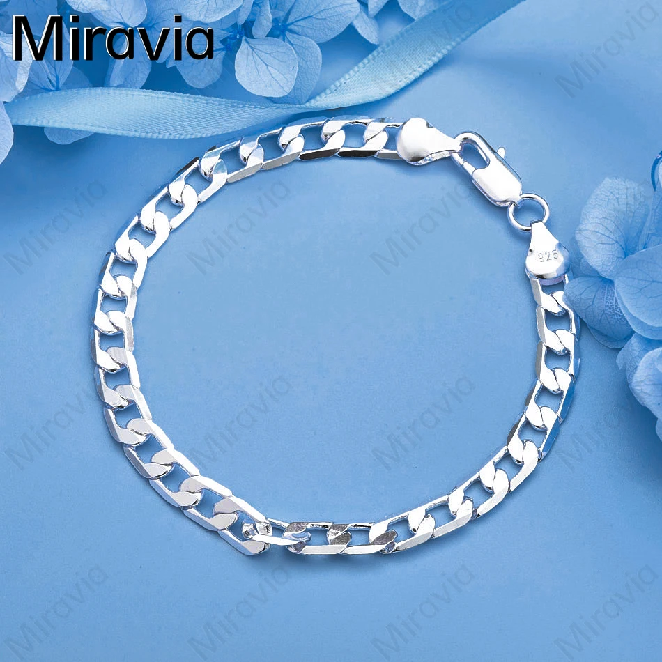 

Miravia 925 Sterling Silver 6mm One-To-One Cuban Chain Bracelet Cute Charm Woman Birthday Gift Jewelry