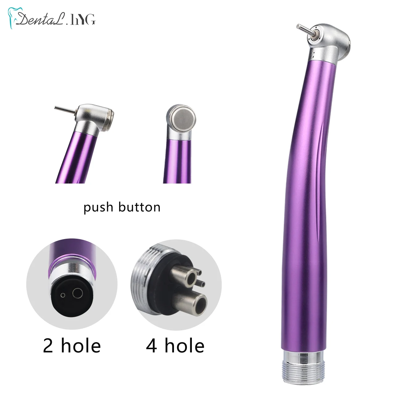 DENTAL High Speed Handpiece Standard Push Button Single Water Spray 2/4 Holes Optional Purple Color