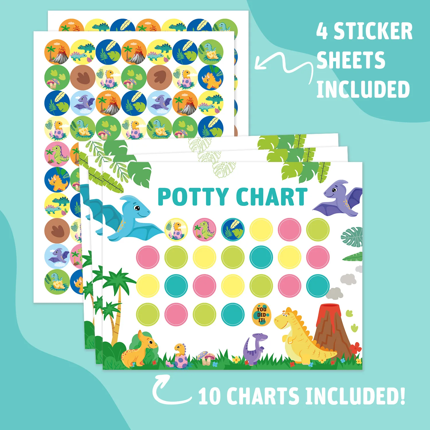 Toilet Training Sticker Chart for Kids - Potty Reward Progress Chart for Boys & Girls to Encourage Good Potty Practice