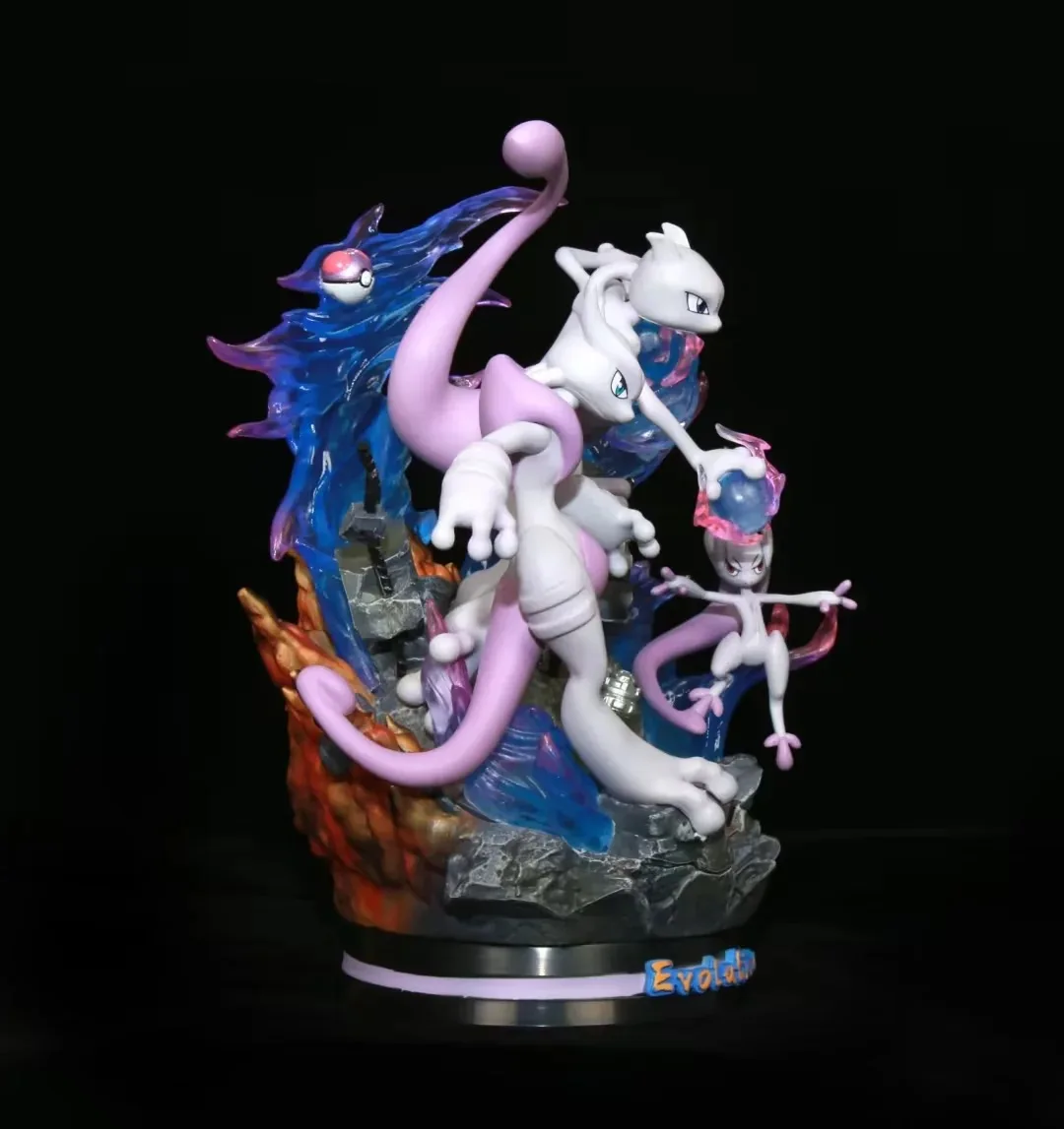 Kawaii Anime Pokemon Mewtwo Mewtu Battle Ver. GK PVC Action Figure Game Statue Collectible Model Kids Light Up Toys Doll Gifts