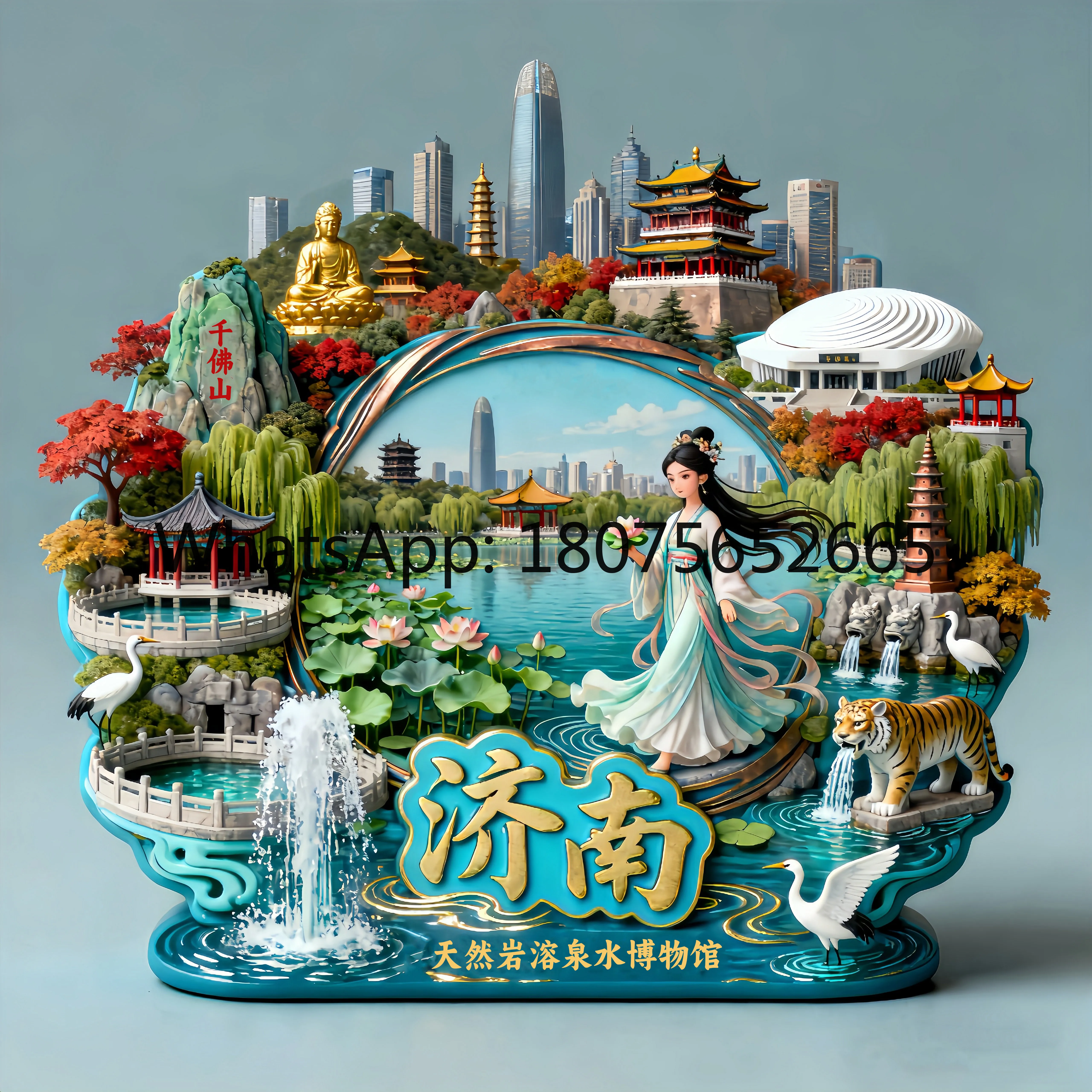 Jinan metal fridge magnet - 3d shandong souvenir gift