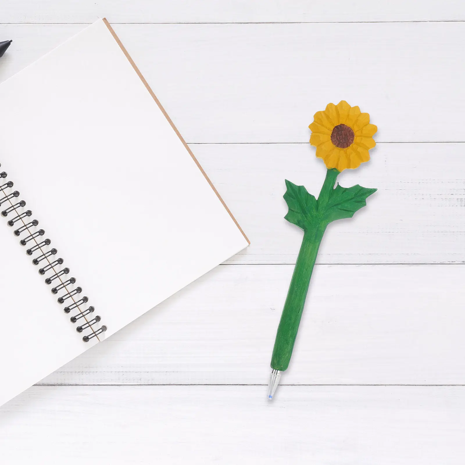 

Wooden Carving Sunflower Pen Smooth Writing for Journaling Office Home Decorative Creative Pen Sunflower Stationery for Women