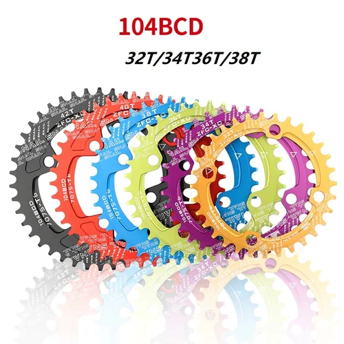104BCD plato ancho estrecho redondo MTB bicicleta de montaña bicicleta 104BCD 32T 34T 36T 38T platos y bielas piezas de placa dentada 104 BCD