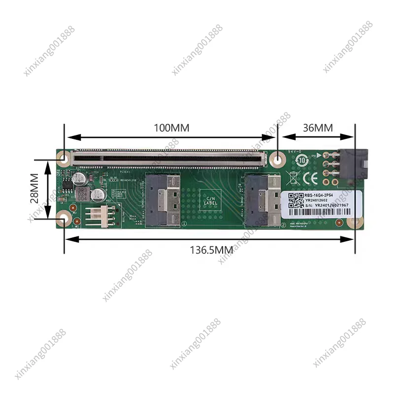 For PCIe 4.0/5.0 x16 to SlimSAS SFF-8654 Backplane, External GPU Expansion Card