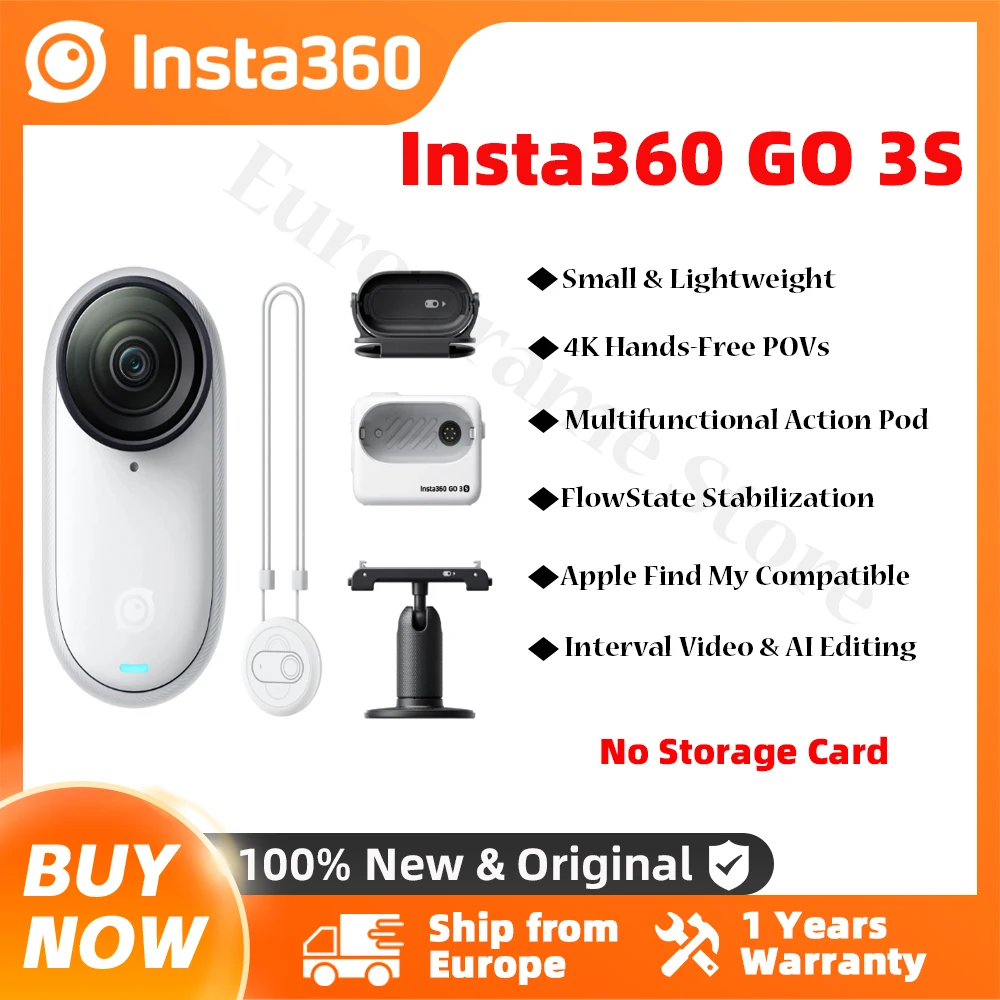 Insta360 New GO 3S – 4K Tiny Camera, Portable and Versatile, Hands-Free, POV, Mount Anywhere, Stabilization
