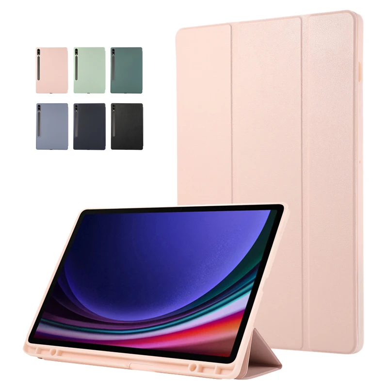 

Чехол для Samsung Galaxy Tab S9 FE Plus с держателем для ручек, трехслойный кожаный мягкий чехол-подставка для планшета Galaxy Tab S9 Plus 12,4 дюйма