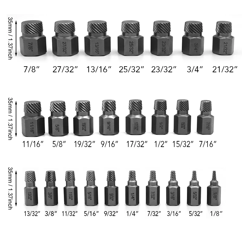 25-Piece Screw Extractor Set,Extractor Set Easy Out Bolt Extractors Bolt Remover for Removing Broken Studs Bolts Socket Screws