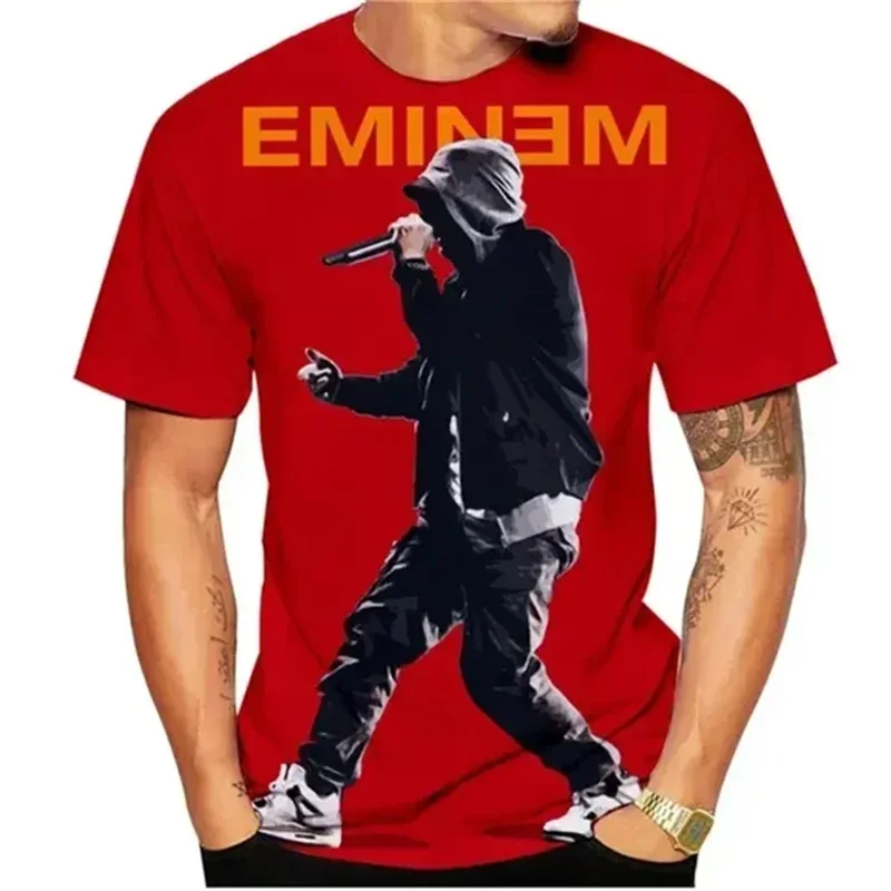 

Rapper EMINEM 3D Printed Hip-hop T-shirt Men Women's Clothing Tees Harajuku Fashion Casual Short-sleeved Hip-hop Shirt Y2k Tops