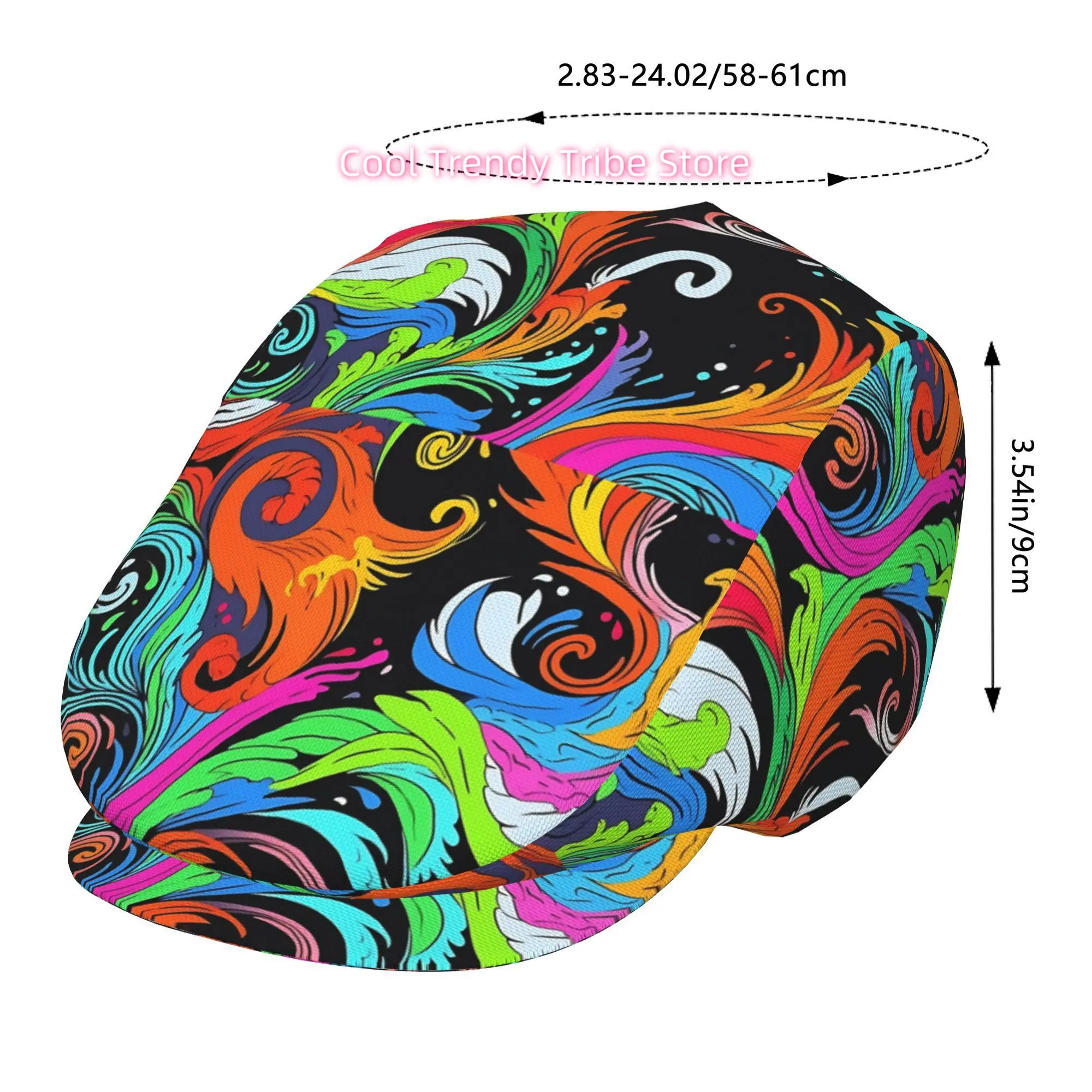 1pc Retro Full-Face Print Beret - Unisex Adjustable Newsboy Cap Suitable for Golf, Outdoor Sports, Formal Events & Winter Resort
