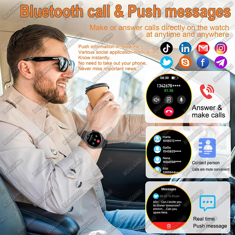 Nuovo Ultra Sottile Astuto Della Vigilanza Degli Uomini HD AMOLED 150 + Sport GPS Track Always Show Time Frequenza Cardiaca IP68 Impermeabile Chiamata Smartwatch Donna