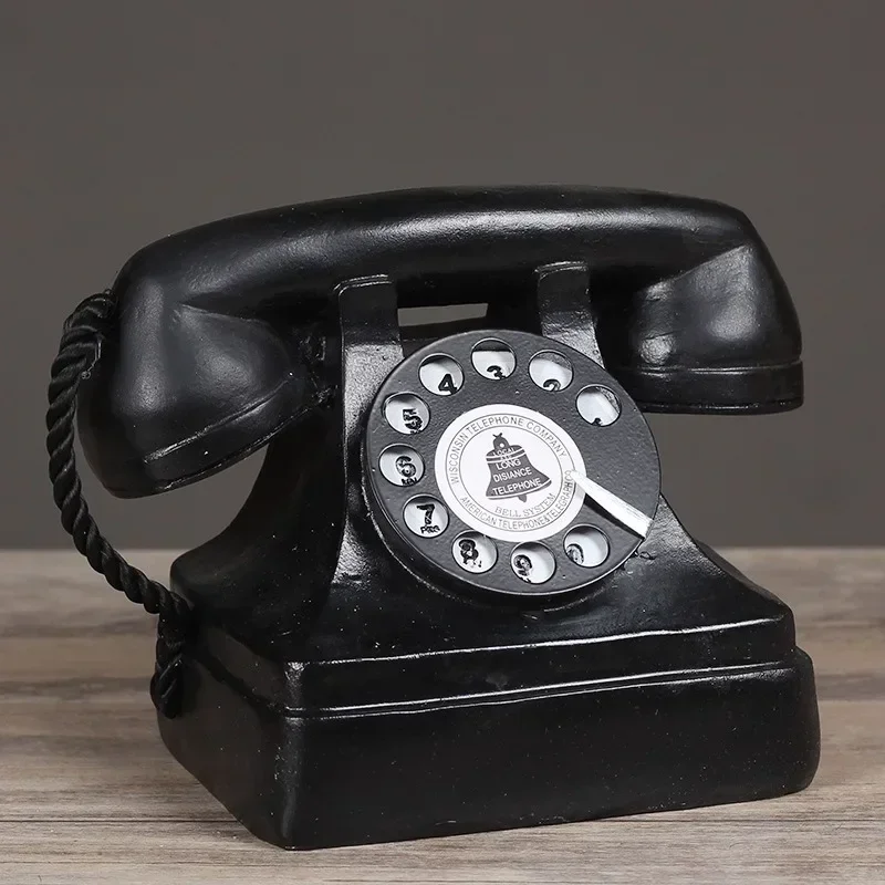 Large Creative Retro Decorative Phone Model, Vintage Rotary Telephone Decoration Statue Antique Phone Figurine for Cafe Bar Home