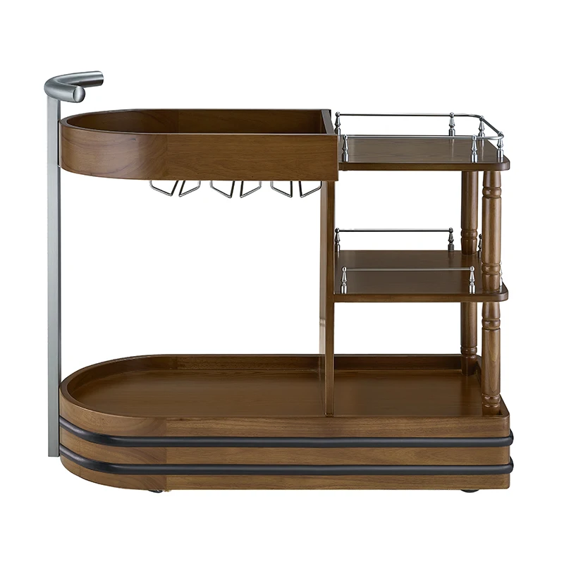 Modern Home Bar Hotel Restaurant Dining 3-Tier 4-Wheel Bar Wine Serving Trolley Champagne Storage Cart Glass Rack Holder