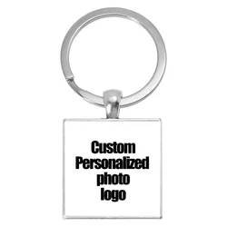 Personalized Custom Square Picture 25mm Keychain Handmade Fashion Art Photo Accessories Jewelry Keyring Family Gift Wholesale
