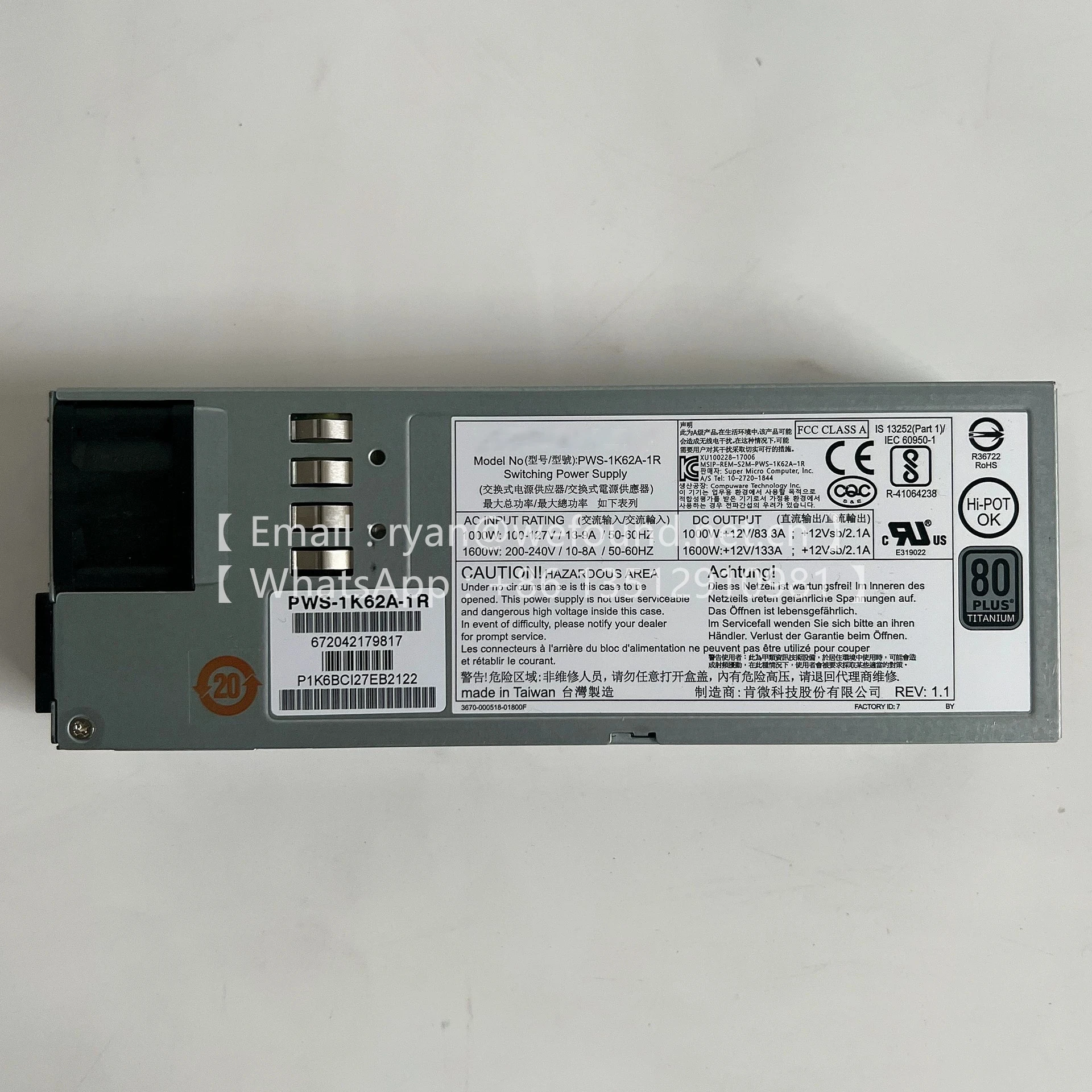 PWS-1K62A-1R 1600W パワーモジュール