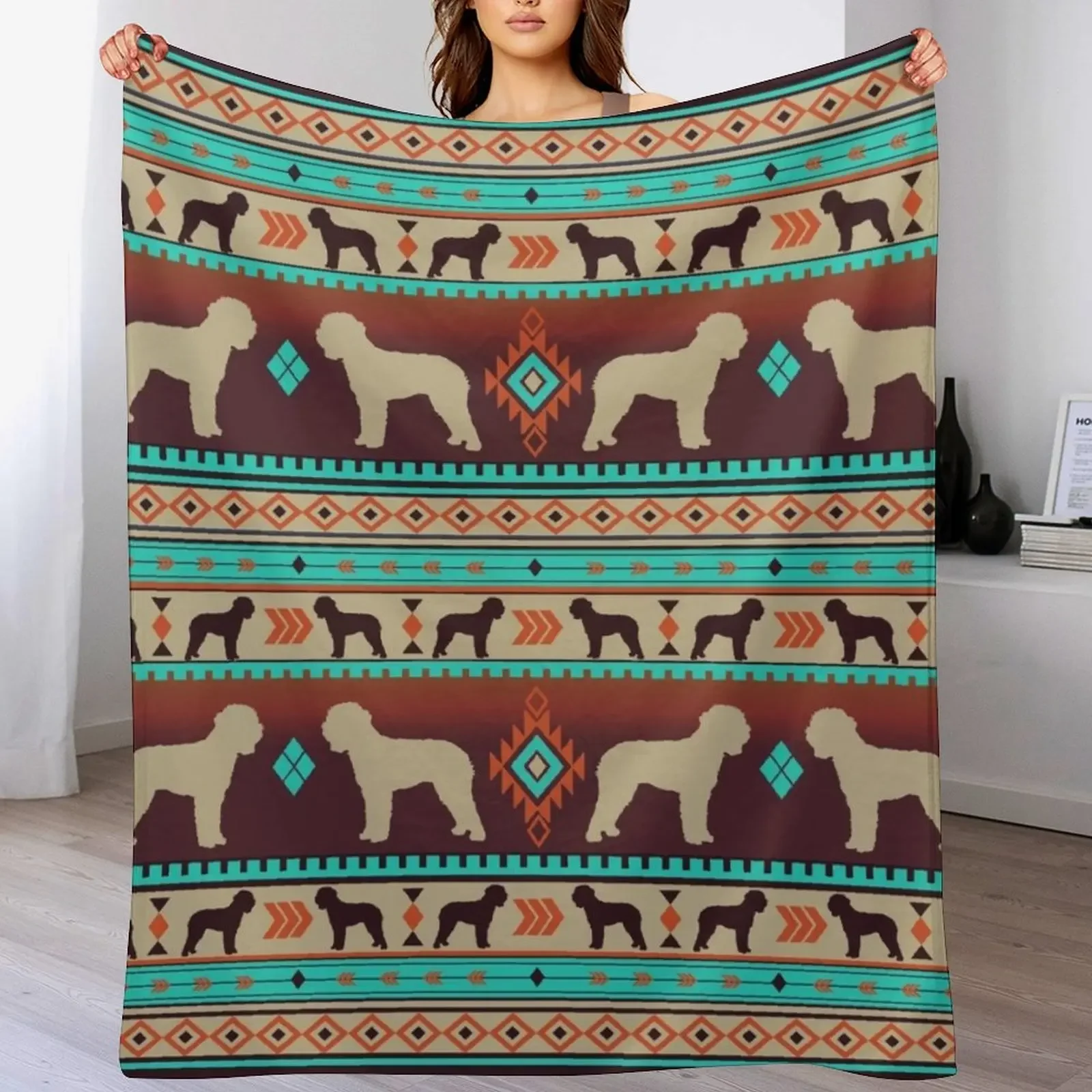 

Boho dogs | Lagotto romagnolo sunset Throw Blanket Large Weighted Hair Blankets For Sofas Blankets