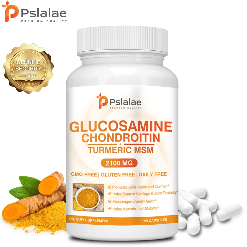 

Glucosamine Chondroitin MSM and Turmeric Supplement - Support for Cartilage & Joint Health & Flexibility, Non-GMO Capsules