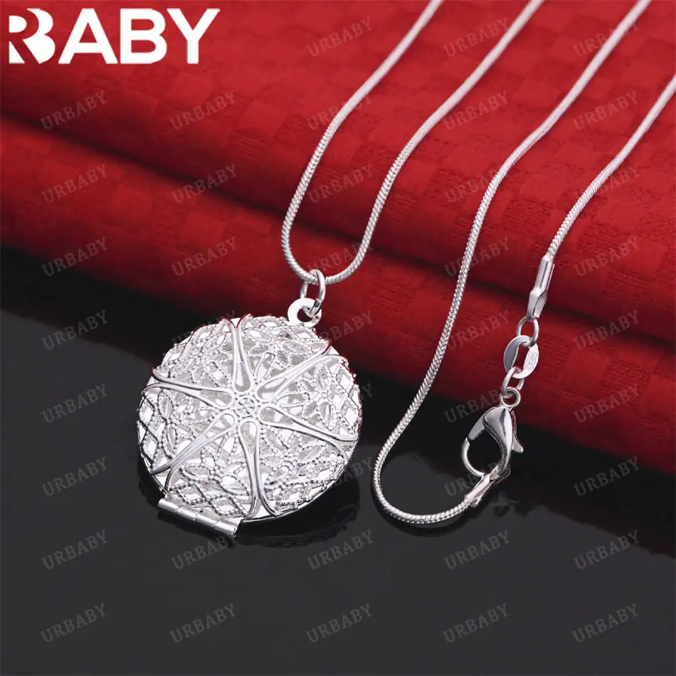 

URBABY 40-75cm 925 Sterling Silver Hollow Round Pendant Necklace For Women Creativity Gift Street All-match Party And Daily Wear
