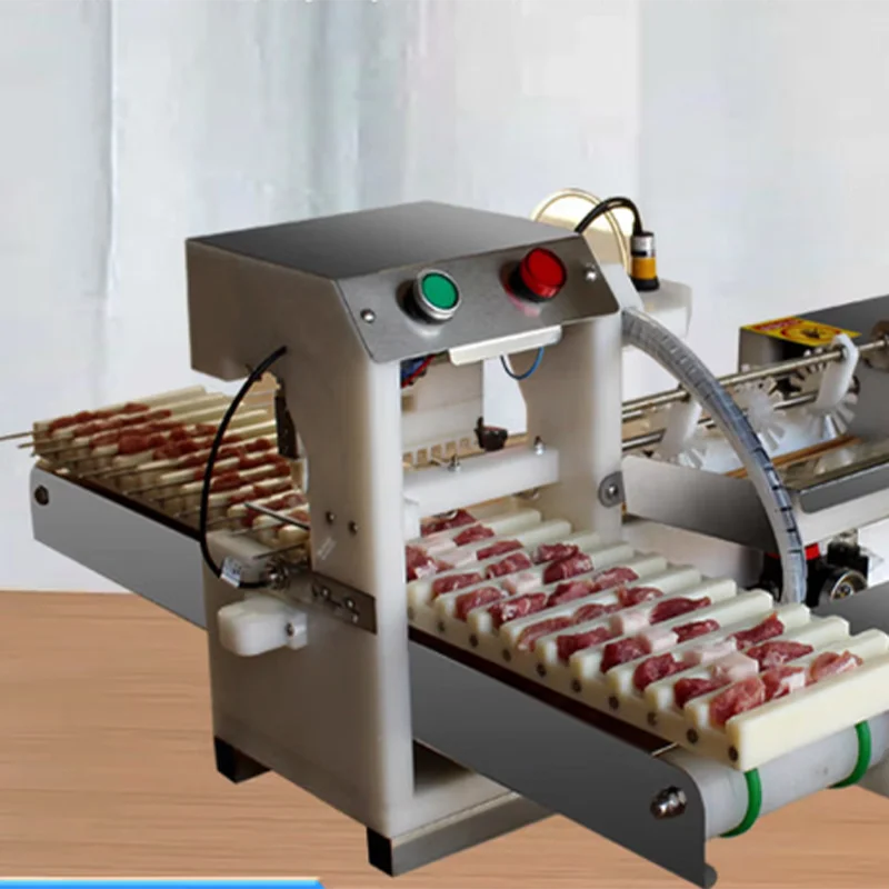 Industrial Pneumatic Automatic Making Machine Customizable Stick   Length BBQ Kebab Stringing Machine