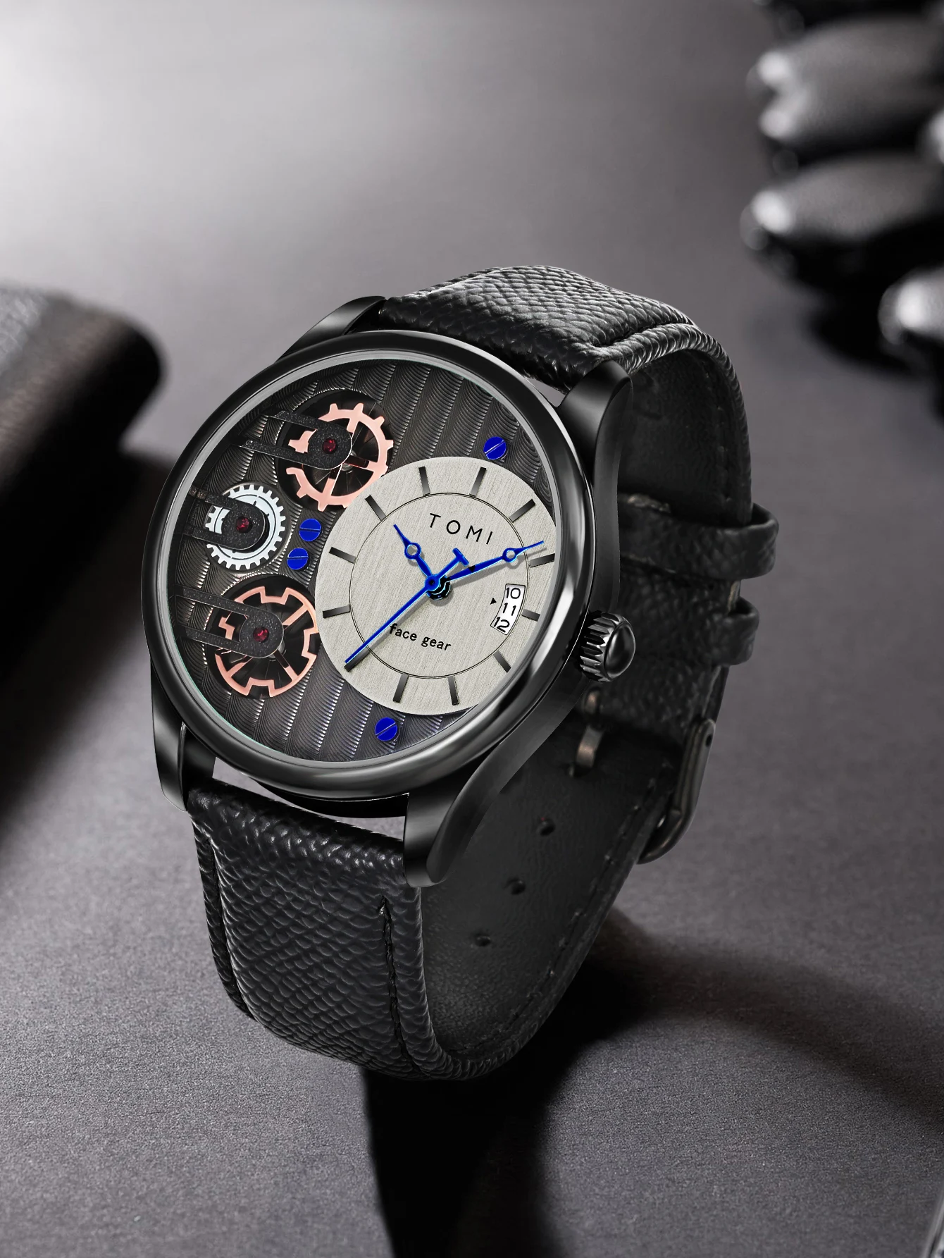 Tomi Herren Geschenk box Kombination Set Uhr Luxus und einfache Business abnehmbare Armband Quarzuhr Herren uhr Festival Geschenk – Detail 5