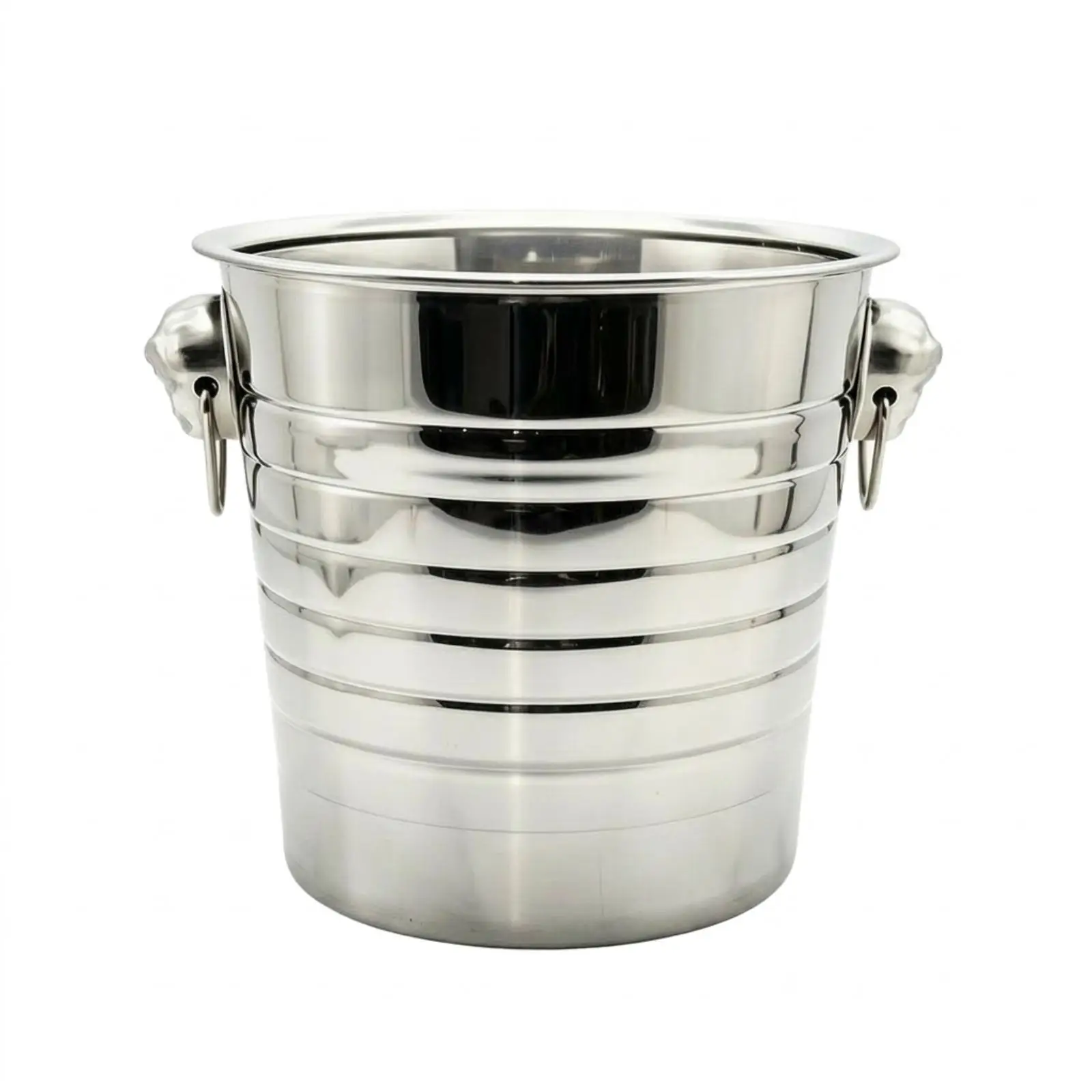 Ice Bucket with Handles Ribbed Stainless Steel Ice Bucket Tapered Beverage Chiller for Hosts, Bartenders, Parties, Home Bar,