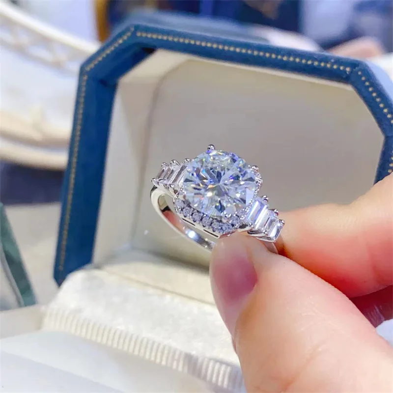 100% original certified PT950 white gold ring 3 carat D color moissanite ring AU750 white gold  with certificate with black card